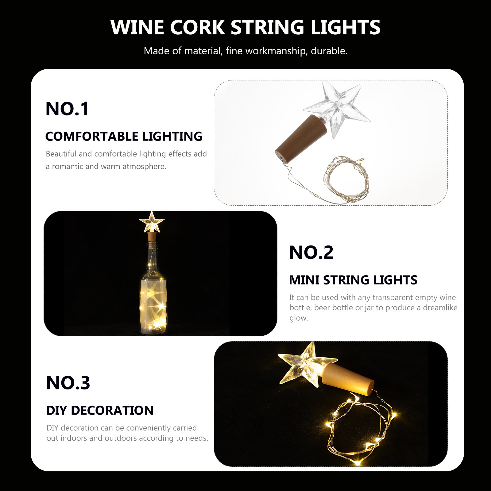 Decor Lighting Cork - قطعتان من أضواء LED على شكل