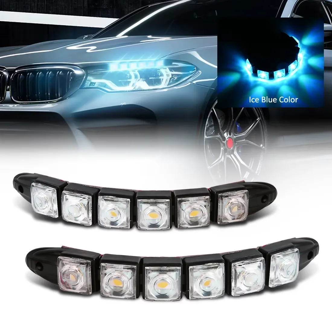 Lighting Bolt Decor - 2 قطعة LED مقاوم للماء DRL