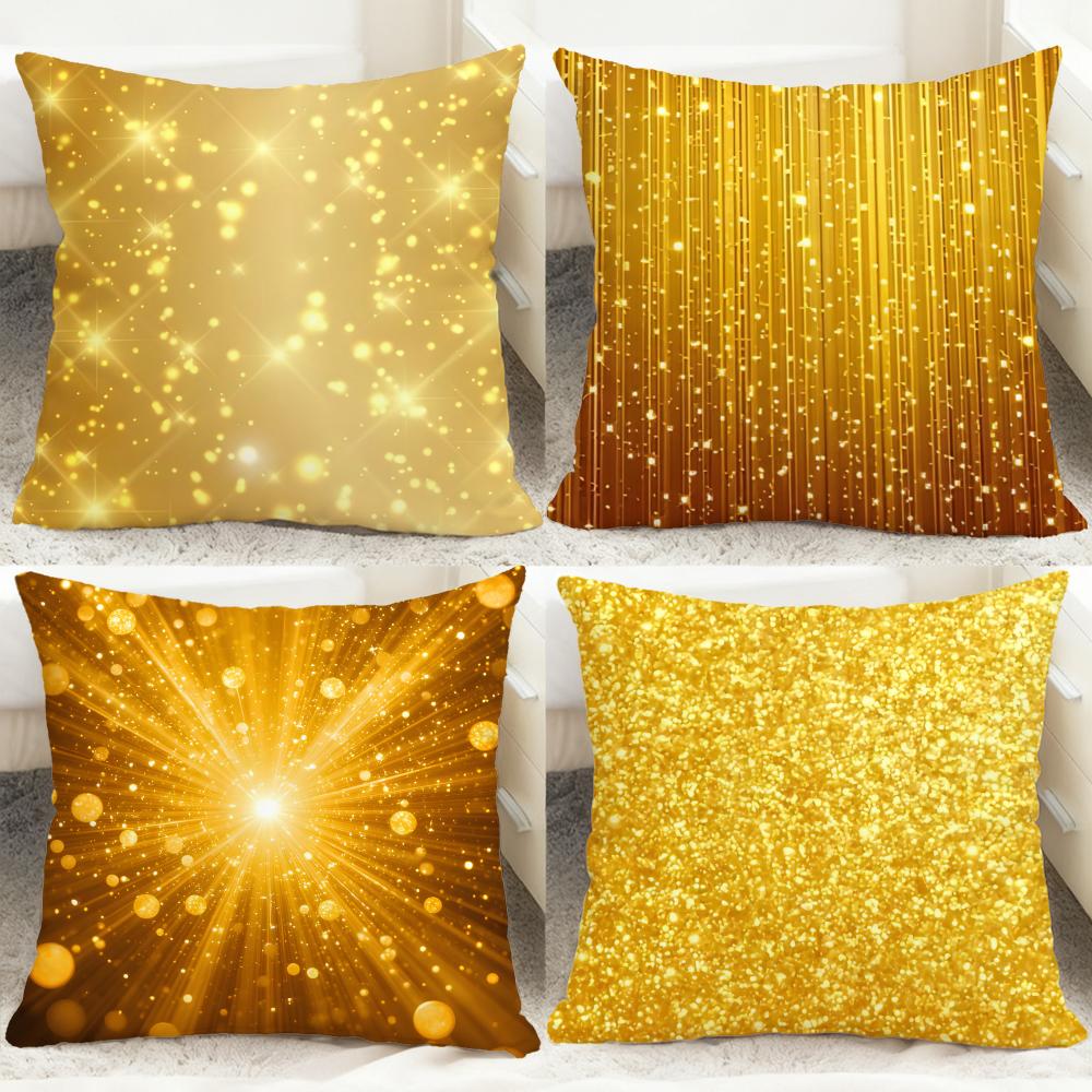 Lighting Decor And Beyond - غطاء وسادة ذهبي بنقاط فاتحة ناعمة،