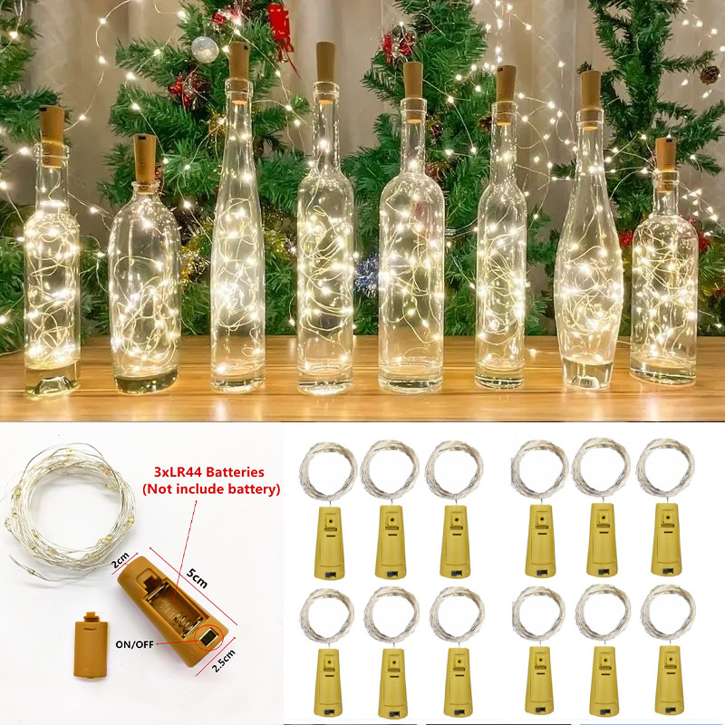 Decor Lighting Cork - 6 قطعة 20led زجاجة النبيذ مع