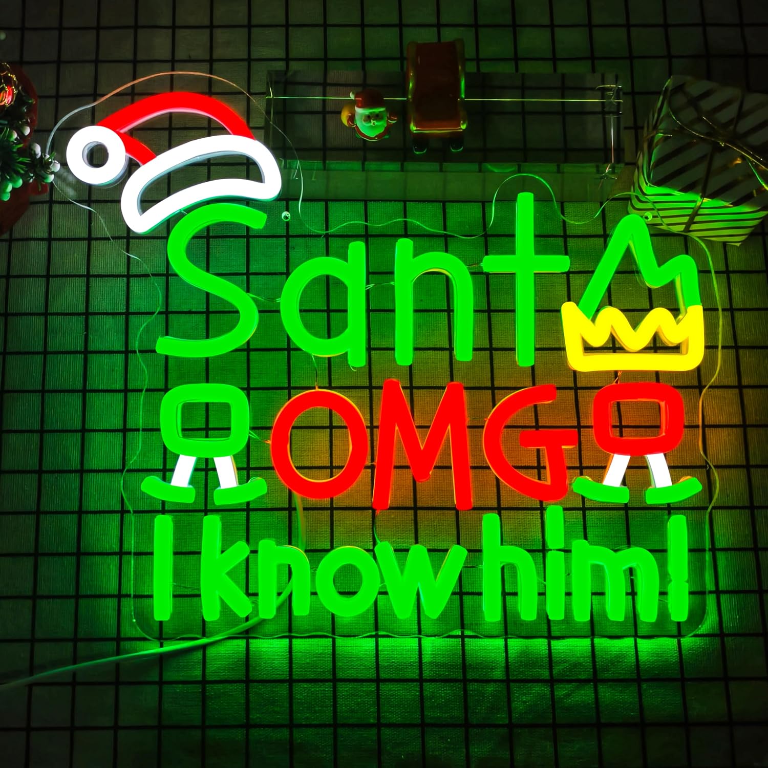 Santa'S Elves Holiday Lighting & Decor Llc - لافتة نيون LED على شكل سانتا