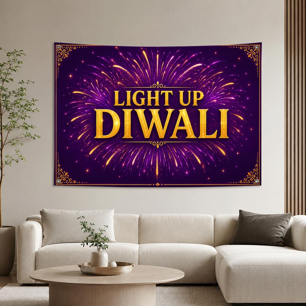 Lighting Decoration For Diwali - أعلام ديوالي مضيئة، لوحة جدارية جمالية