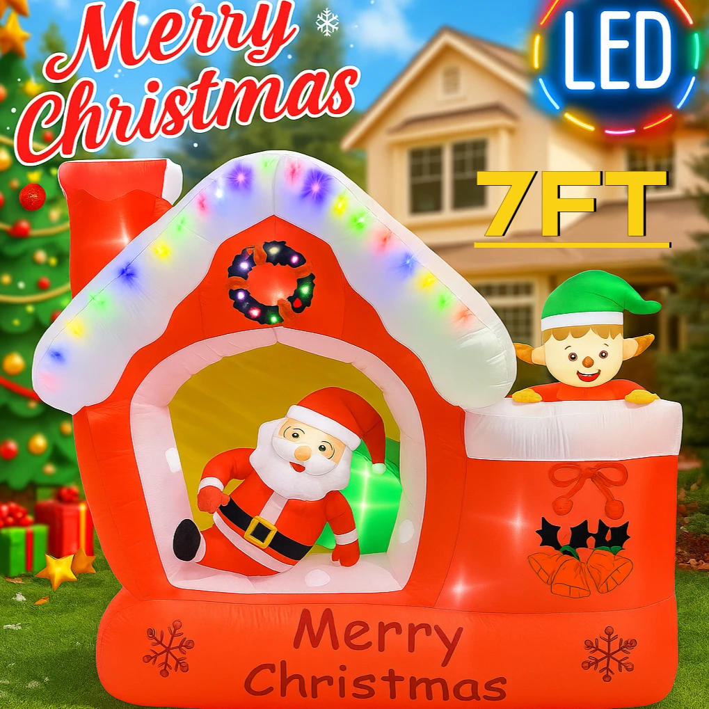Santa'S Elves Holiday Lighting & Decor Llc - 7FT العملاق عيد الميلاد نفخ سانتا