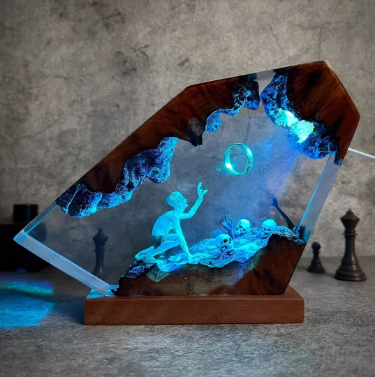 Unique Lighting Decor - مصباح من الراتنج، ديكور غرفة فريد،