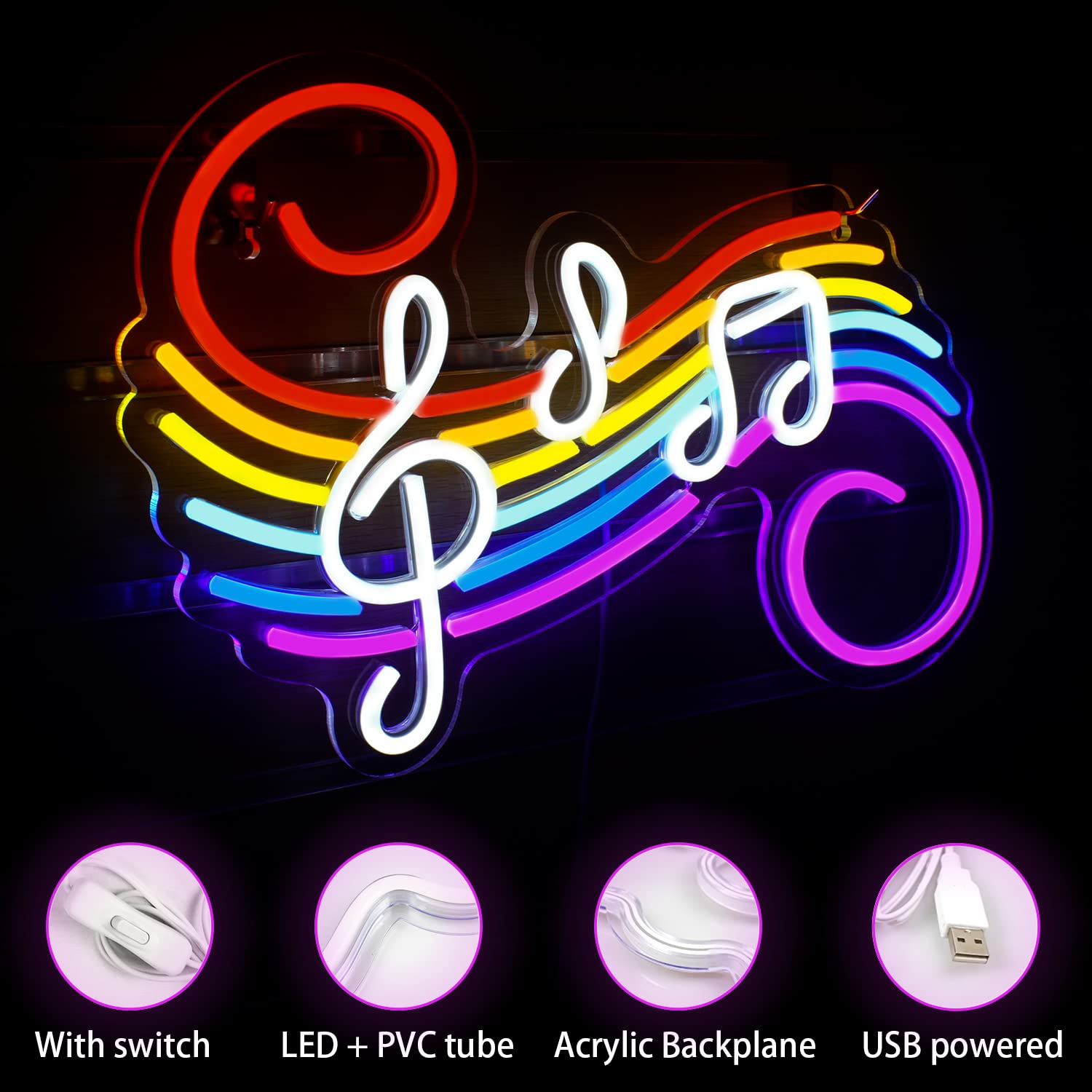 لافتة نيون على شكل نوتات موسيق - مراجعة Lighting Decor For Wedding وسعره