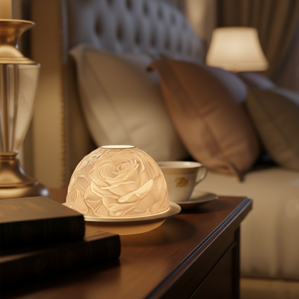 حامل شموع من البورسلين الوردي  - مراجعة Lighting Decor For Living Room وسعره