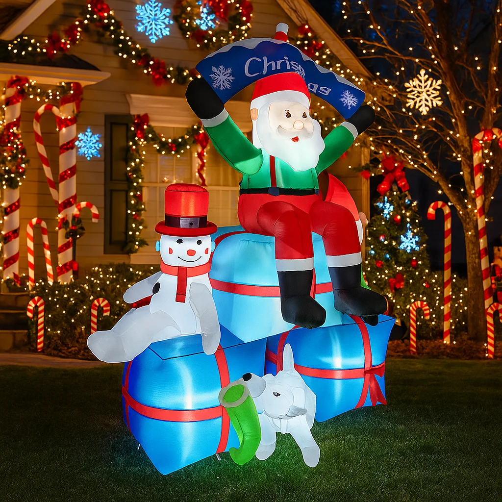 2.1 متر/6.8FT نفخ سانتا كلوز ث - مراجعة Santa'S Elves Holiday Lighting & Decor Llc وسعره
