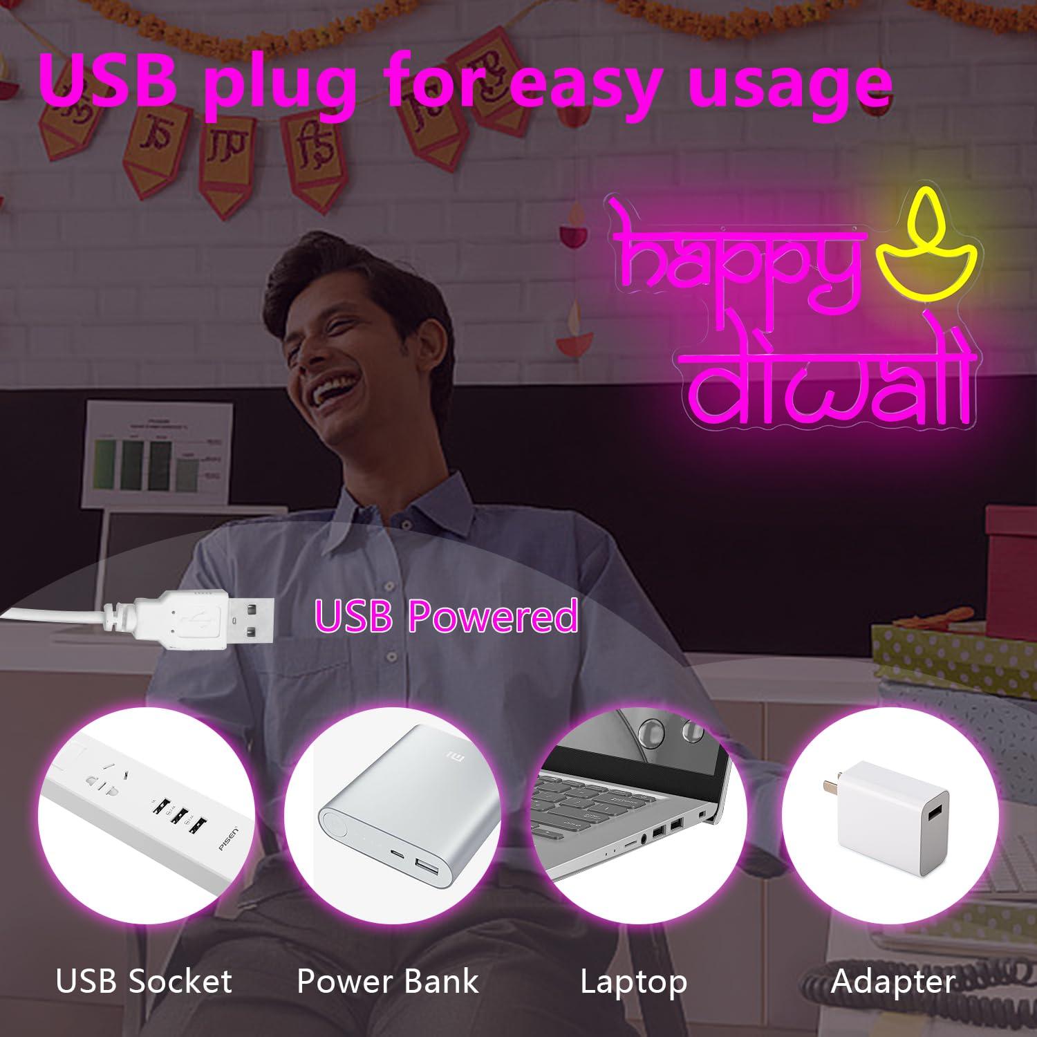 لافتة نيون لعيد ديوالي السعيد  - مراجعة Lighting Decoration For Diwali وسعره