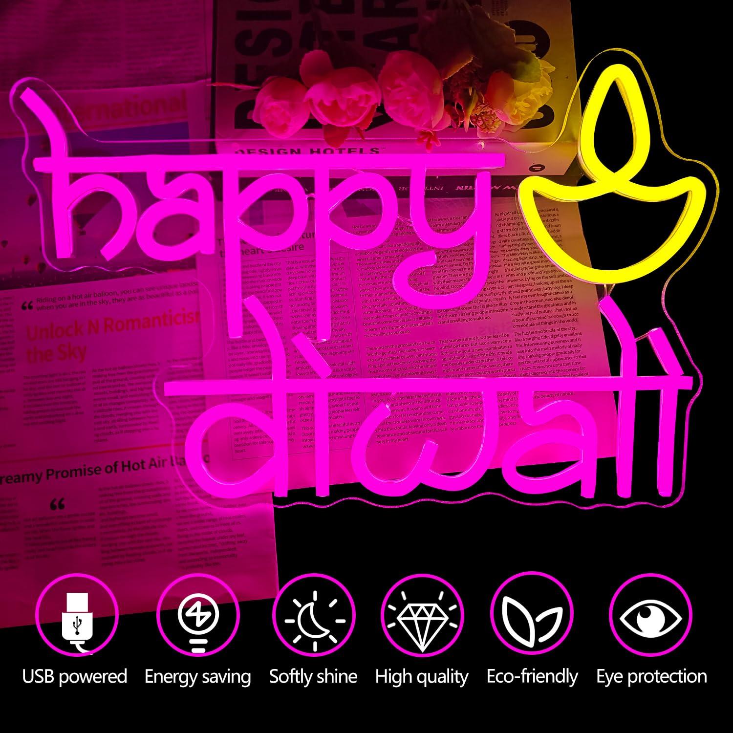 لافتة نيون لعيد ديوالي السعيد  - مراجعة Lighting Decoration For Diwali وسعره