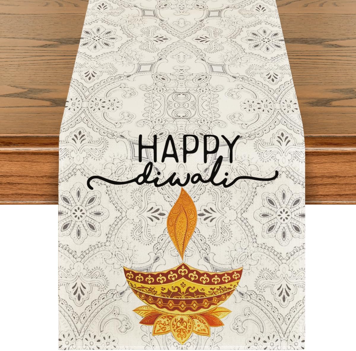 مفرش طاولة من الكتان للاحتفال  - مراجعة Lighting Decoration For Diwali وسعره